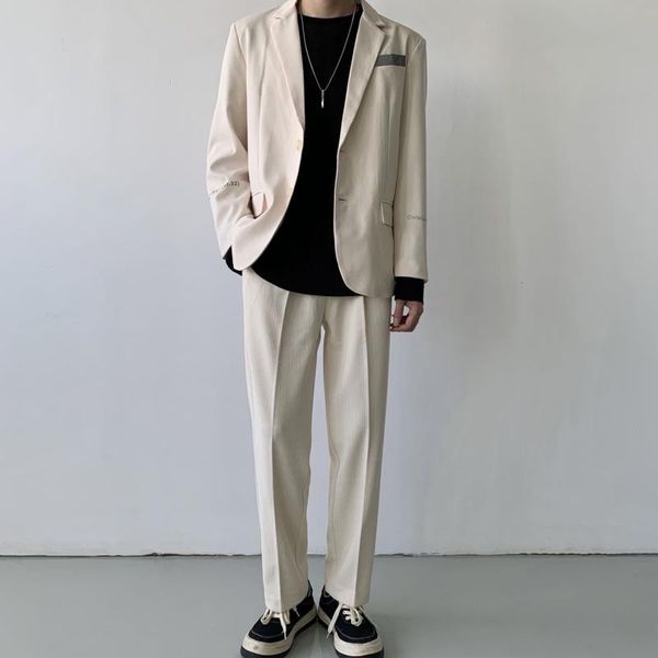 

men's suits & blazers corduroy suit pants slim fashion business society mens dress korean loose straight-leg men trousers s-2xl, White;black