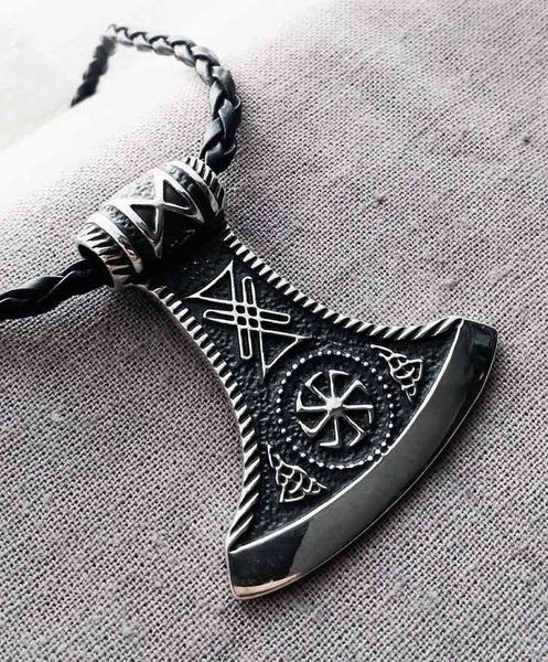 

popular nordic viking symbol axe pendant necklace men's pendant chain, Silver