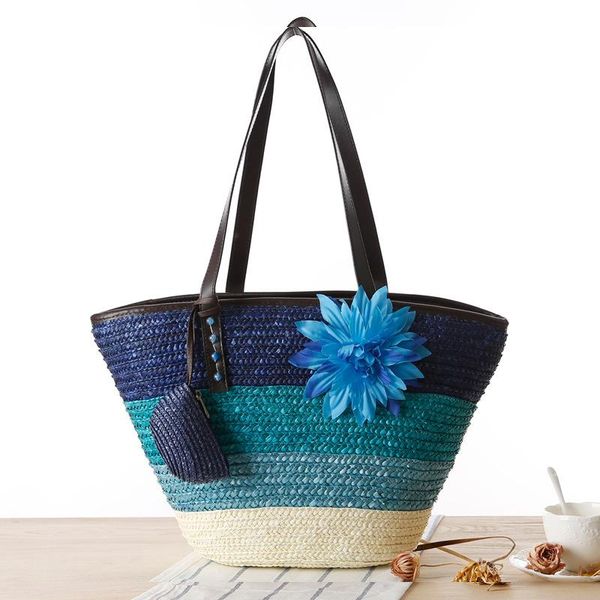 

evening bags casual flower rattan women shoulder wicker woven handbags summer beach straw bag bali large tote travel purse composit