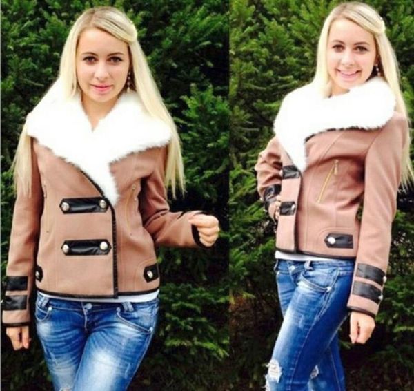

women's jackets warm jacket 2021 fashion lamb fur collar coat slim pure color lapel autumn winter outwear chaqueta mujer harajuku, Black;brown