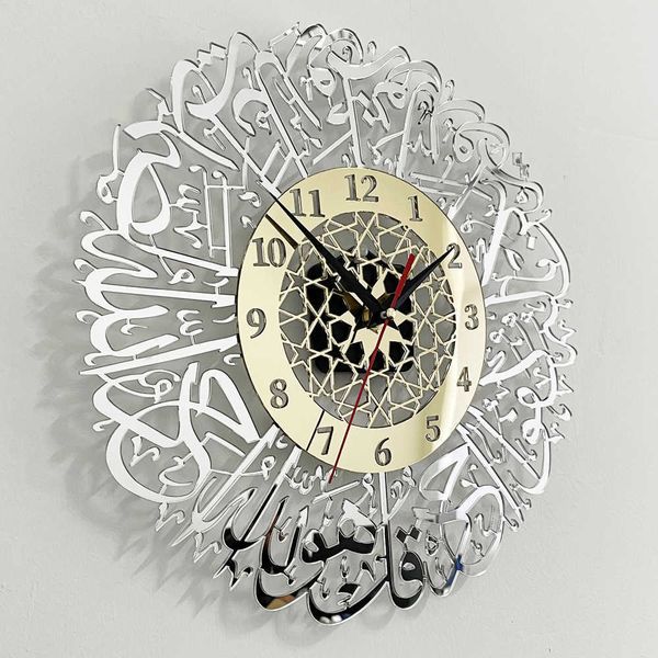 30 cm Arabische Wanduhr Durable Silber Gold Acrylkunst Aufkleber Aufkleber Wohnkultur Für Büro Wohnzimmer Schlafzimmer Quarz Nadel 210724