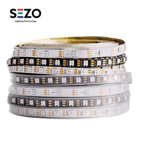 

1m/2m/5m ws2812b pixel led strip tape 30/60/100/144 leds/m rgb tv light individually addressable black/white ws2812eco ic dc5v strips