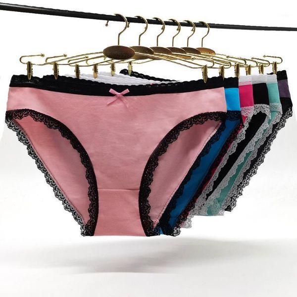 

women's panties 12 pcs/set for woman underwear briefs ladies cotton comfortable soft panty lingerie cute bow female underpants -xl, Black;pink