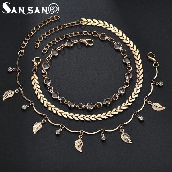 

anklets multi-layer arrow leaf for women crystal chain barefoot sandals foot jewelry, Red;blue