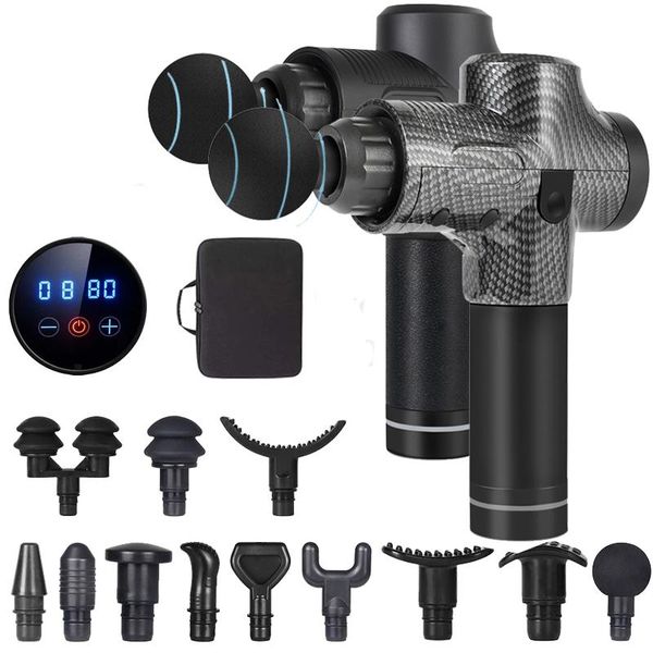 

massage gun 12 heads lcd touch deep tissue percussion muscle massager 30 speed high frequency relaxation