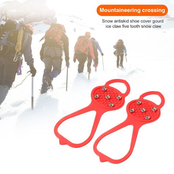 

cords, slings and webbing 5 teeth ice gripper spike grips cleats crampons non-slip climbing shoes cover camping portable outdoor