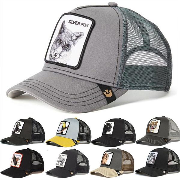

silver fox mesh cap summer baseball anime gorilla king panther grizzly trucker hat shark dad net snapback women men, Blue;gray