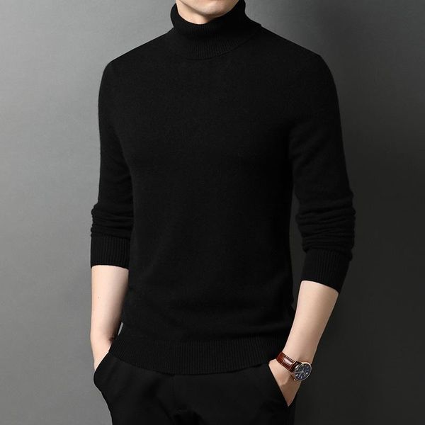 

men's sweaters 2021 winter turtleneck solid color men knitted bottoming shirt zde2609, White;black
