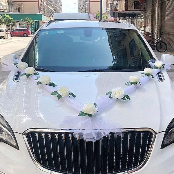 Dekorative Blumen Kränze Hochzeit Auto Spiegel Griff Dekoration Künstliche Kopf Blume Stoff BlumenBraut Party Dekor