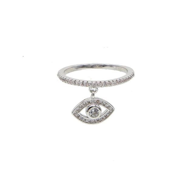 

Clear Cz Evil Eye Rings For Womens Cubic Zirconia Female Ring With Dangle Charm Jewellery Gifts The Decorating Wedding, Slivery;golden