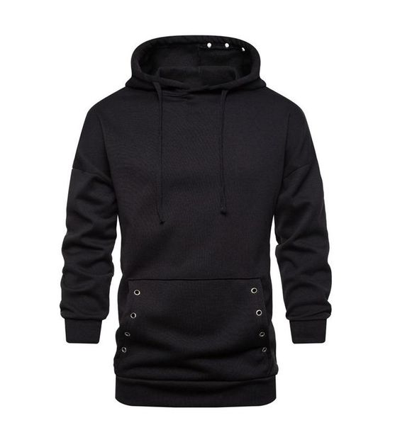 

men's hoodies & sweatshirts autumn/winter 2021 hooded sweatshirt fashion perforated sports trendy men clothes casual solid streetwear m, Black