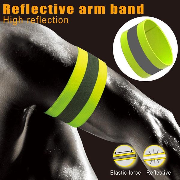 

reflective arm band belt strap safe for outdoor sports night running cycling ldf668 elbow & knee pads, Black;gray