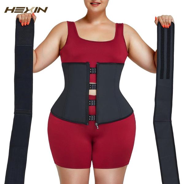 

waist support latex trainer corset 7 steel body shaper workout colombian girdles sweat sauna trimmer belt shapewear, Black;gray