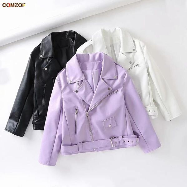 

women's jackets punk moto biker women leather long sleeve short coats 2021 spring ins pu zipper clothing ropa coreana mujer, Black;brown