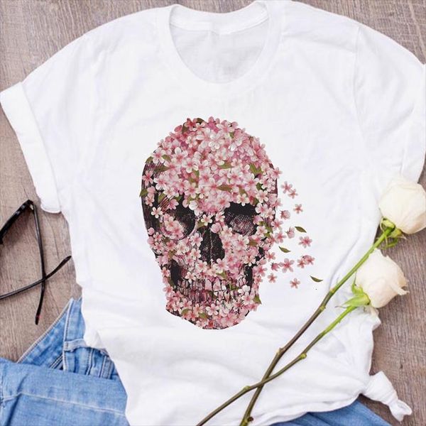 

men graphic skull camisas mujer mens cute floral print halloween clothing clothes lady tees female, White;black