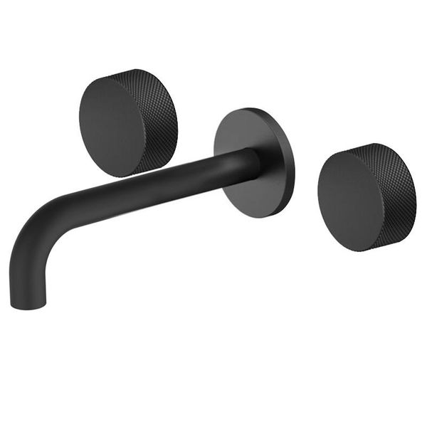 

luxury brass bathroom sink faucet wall mounted black/chrome copper basin mixer tap two handle cold water faucets