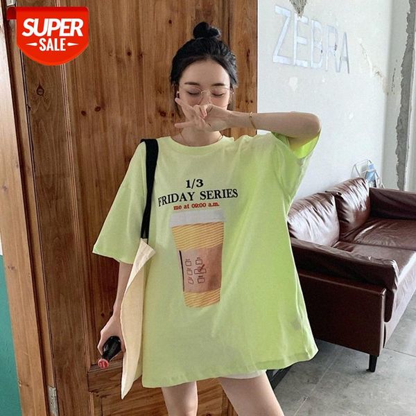 

back hollow t-shirt women loose short-sleeved bottoming shirt printing mid-length cross open tide #vz7h, White