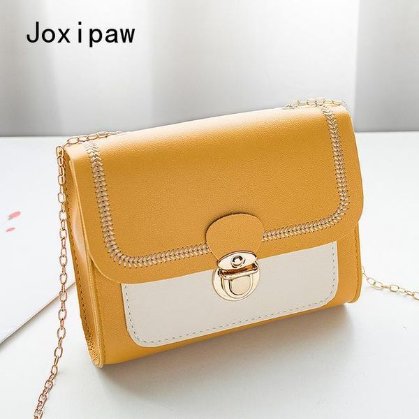 

evening bags contrast color design women small shoulder bag chains pu leather crossbody female travel flap mini purse