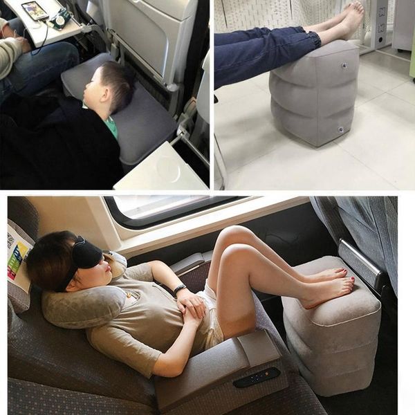 

pillow portable travel inflatable foot pad three layers flight car footrest adjustable stool height sleeping