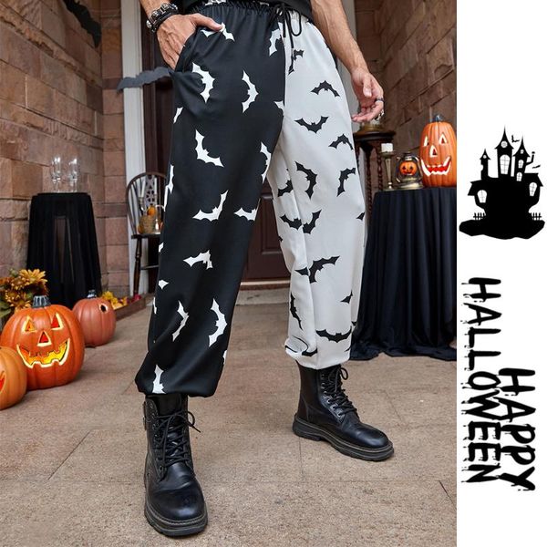 

men's pants halloween casual stretch black and white trousers for men