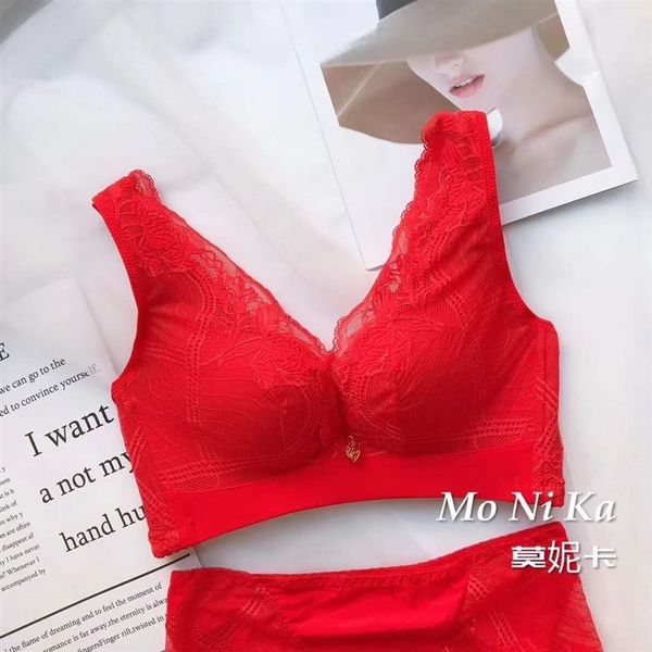 

8ty monika back gathered without steel ring lace collection women's underwear women'smonika back bra gathered without steel ring u, Red;black