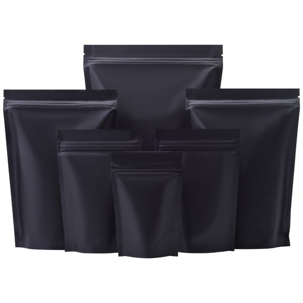 

9 size matte black smell proof stand up bags resealable mylar bags foil pouch double-sided self seal bag wholesale lx4225