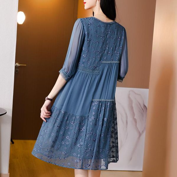 

casual dresses coigarsam 4xl plus size embroidery women long dress spring summer design and color 3066, Black;gray