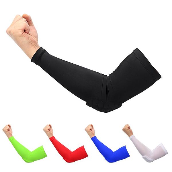

elbow & knee pads 2 pcs/set basketball arm sleeves breathable football safety sport protector armguards for men warmers drop ship, Black;gray