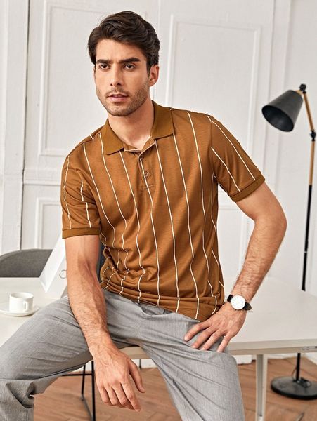 

men striped half pocket polo shirt l2j2#, White;black