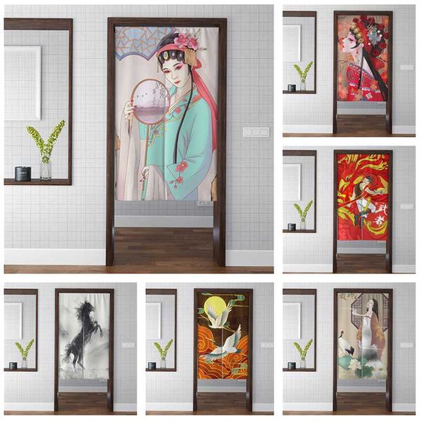 

chinese style peking opera curtains thick partitions decor figures ink painting tapestry kitchen doorway art ornament curtain & drapes