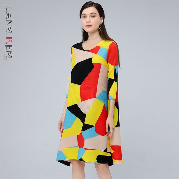 

women loose spring dress lady printed plus size summer es elegant female streetwear clothes 2a3405 210507, Black;gray