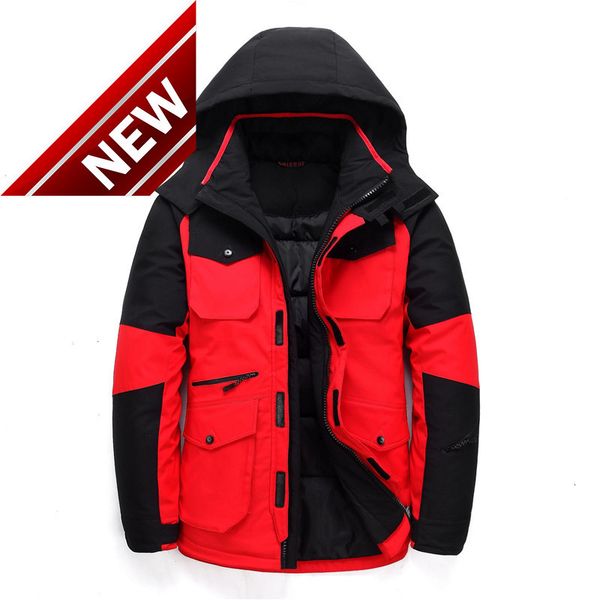 

baidafei 90% white duck down women and men's winter warm hooded jacket fashion length jackets male outwear, Black