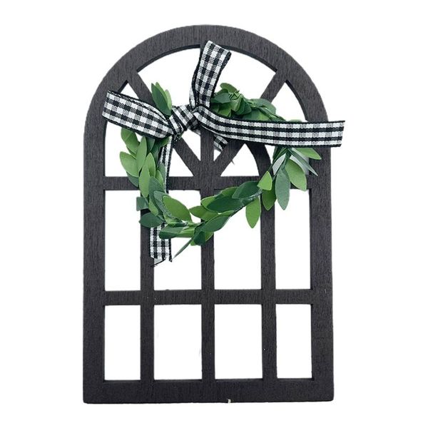 

novelty items wooden farmhouse window tiered tray decoration plaid rustic cathedral arch sign shelf spring summer stand display