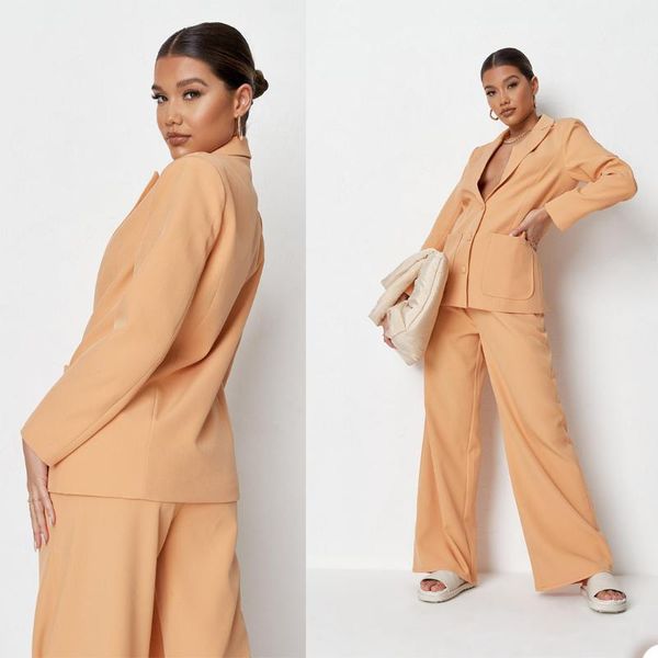

loose fashion women suits deep v neck single breasted pocket blazer office lady casual daily jacket 2 pieces women's two piece pants, White