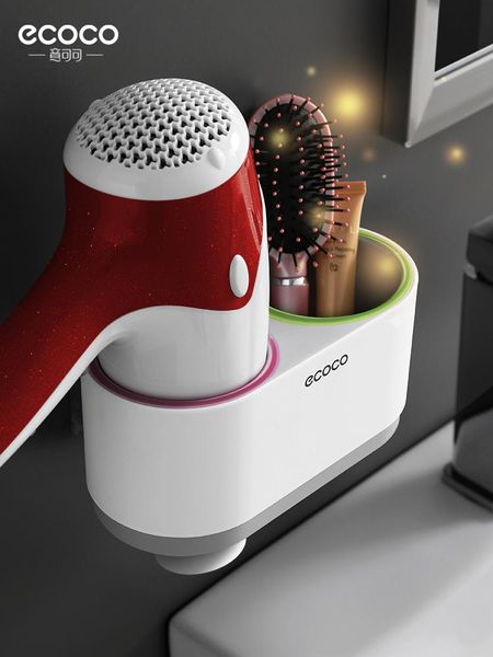 

multifunction hair dryer rack bathroom storage holder shower organizer self-adhesive wall mounted plastic shelf shelves