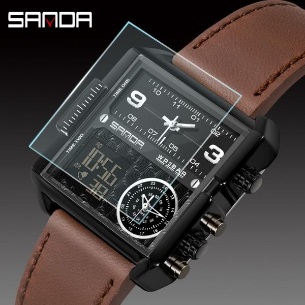 

wristwatches sanda digital watch men's sport watches for men waterproof alarm clock multifunction outdoor wristwatch male relogio mascu, Slivery;brown