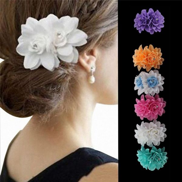

hair accessories beauty women's bridal wedding orchid flower clip hairpins barrette party women