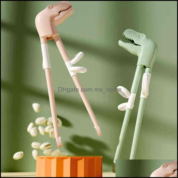 

nxy feeding utensils 1pair children tableware kids training helper cartoon dinosaur learning chopsticks 360 adjustable abs portable drop del