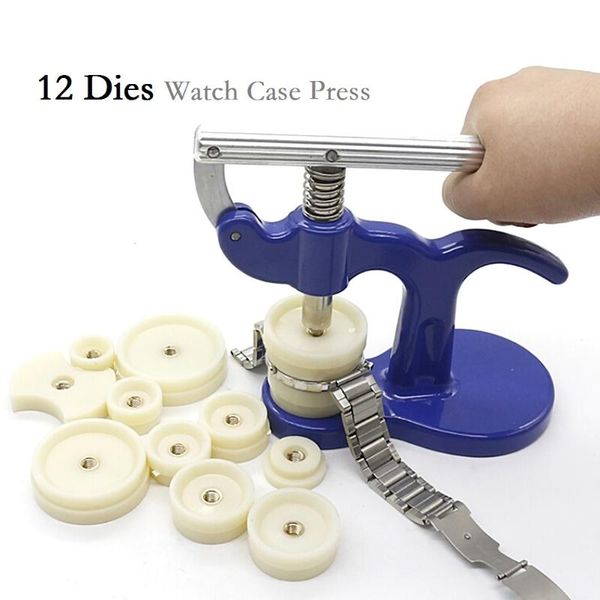 

professional hand tool sets watch case press 12 dies crystal front back cover screw presser close watchmakers repair kit tools
