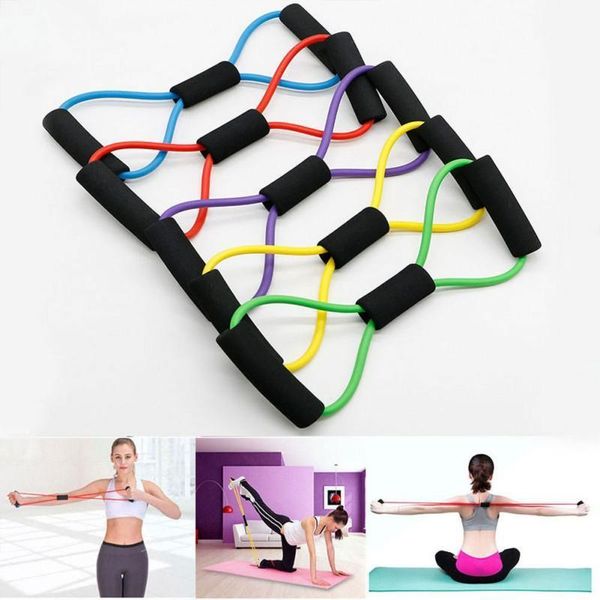 Ioga Fitness Resistance Bands 8 Expansível Cabo Rope Treino Muscle Training Equipment Rubber Elastic Para Acessórios de Exercício de Esportes