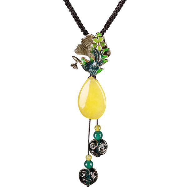 

xianlan391 national wind long contracted joker atmosphere sweater chain pendant female delicate antique chinese wind restoring anc, Silver