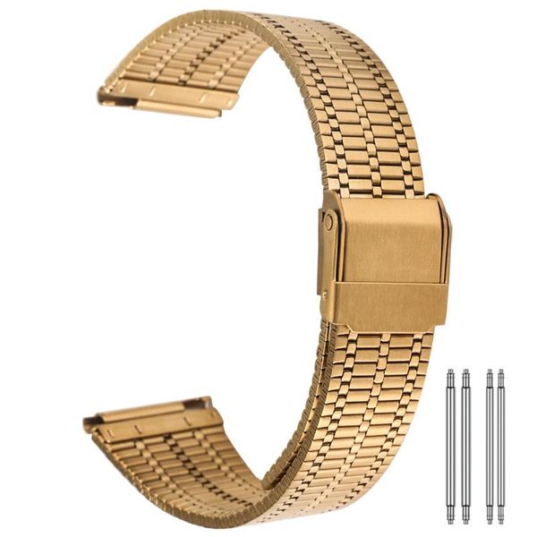 

watch bands 20mm 22mm stainless steel gold strap hook clasp replacement bracelet wristwatch band, Black;brown