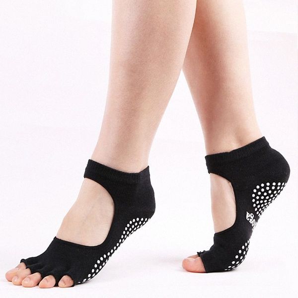 

female toe socks beathable swear backless anti-friction solid colour sports fitness customizable sock 5 fingers for women f2k5#, Black