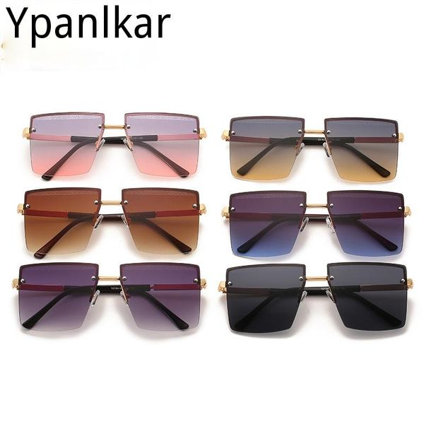 

sunglasses style rimless personality men and women square metal, White;black