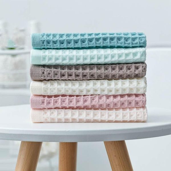 

towel 1 piece cotton waffle small square baby bath plain face 32x32cm