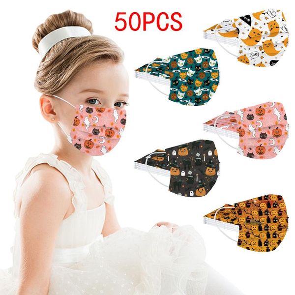 

diving masks 50pc in stock kids children's mask disposable face 3ply ear loop cover halloween bat prints dustproof children