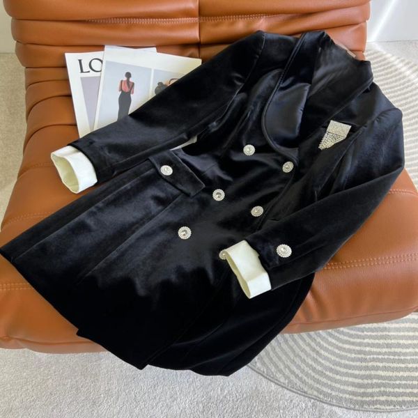 

casual dresses 2021 women diamonds tassel black long sleeve velvet dress for ladies ddxgz2 11.08, Black;gray