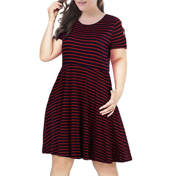 

casual dresses stripe dress women o-neck short sleeve cold shoulder mini causal elegant summer vestiti donna estate #g2, Black;gray