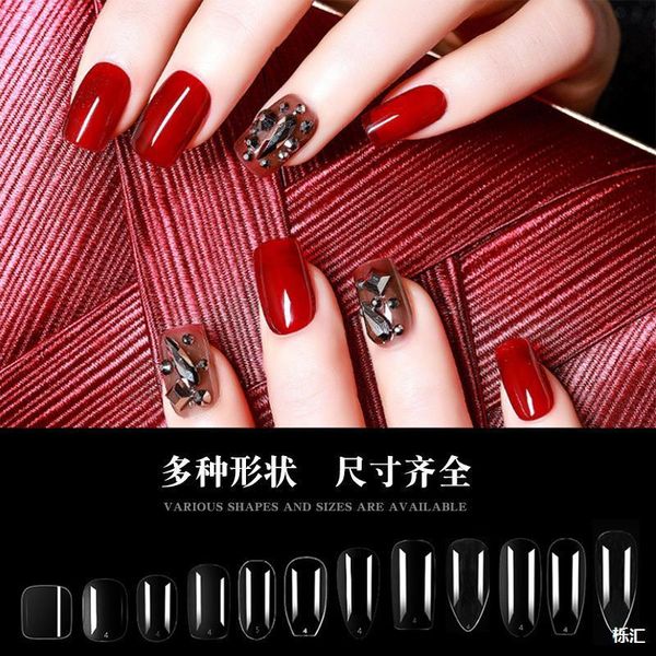 

transparent wear-fake patch practice piece enhancement tracels and lasting nail wear ultra-thin extension, Red;gold