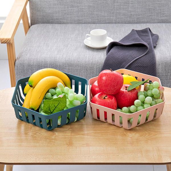 

storage baskets 3pcs household fruit basket box kitchen square hollow and vegetable (random color)